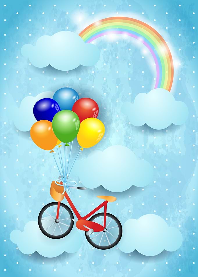 Surreal sky with bike