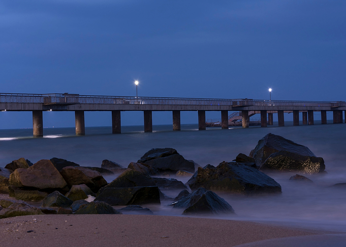 Blue morning on the beach