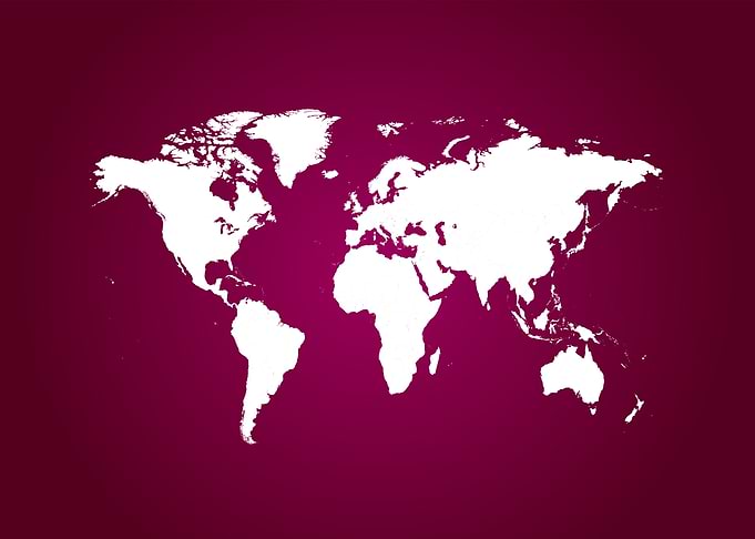 White world map pink back
