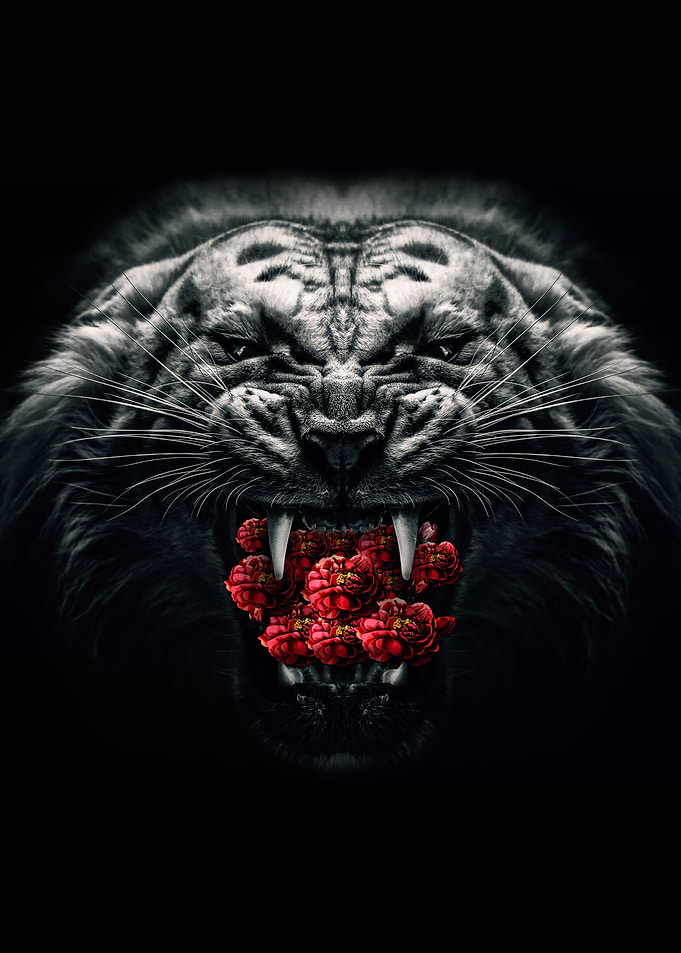 TIGER with rose