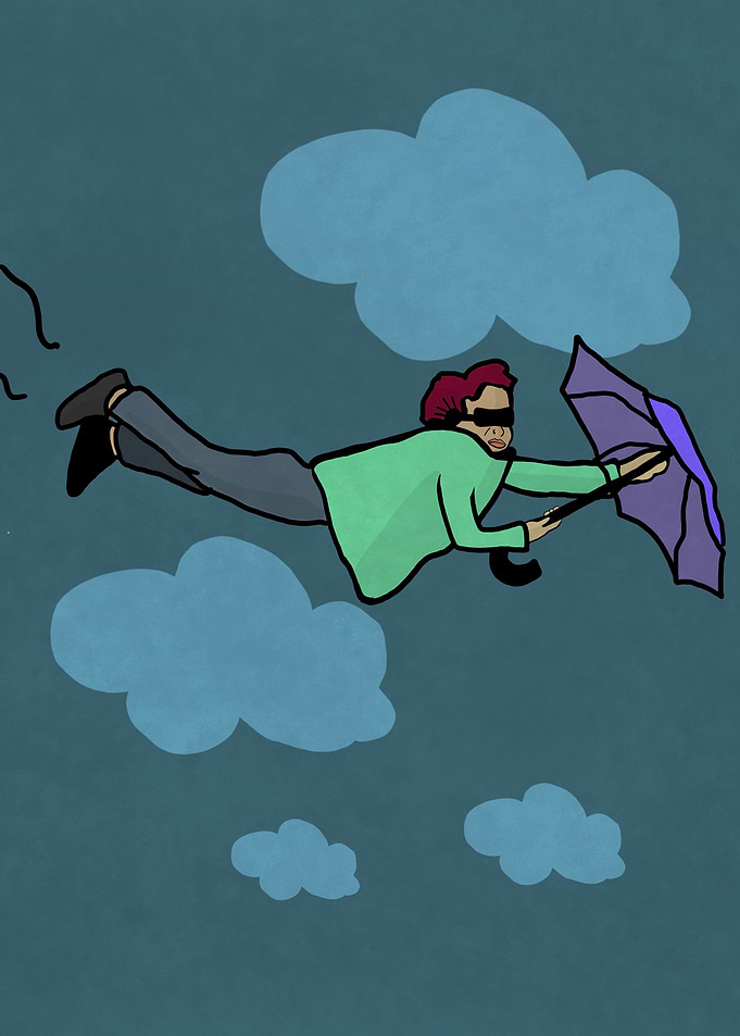 I am flying in the rain