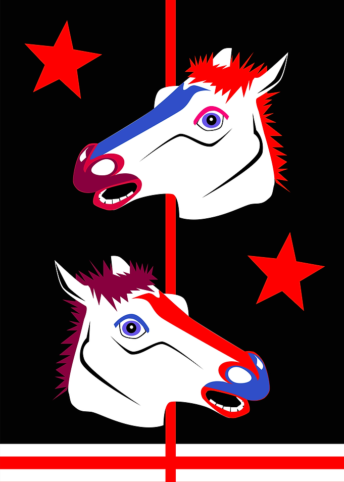 Pop art background horses