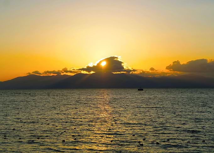 Sunset on lake