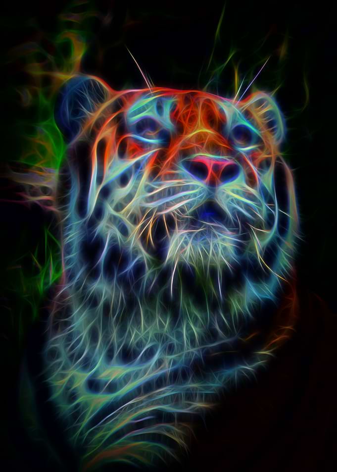 Neon Glowing Tiger