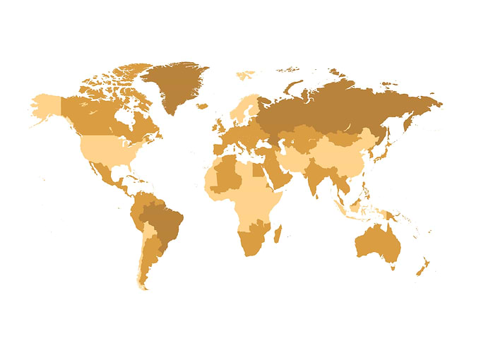World map cream borders