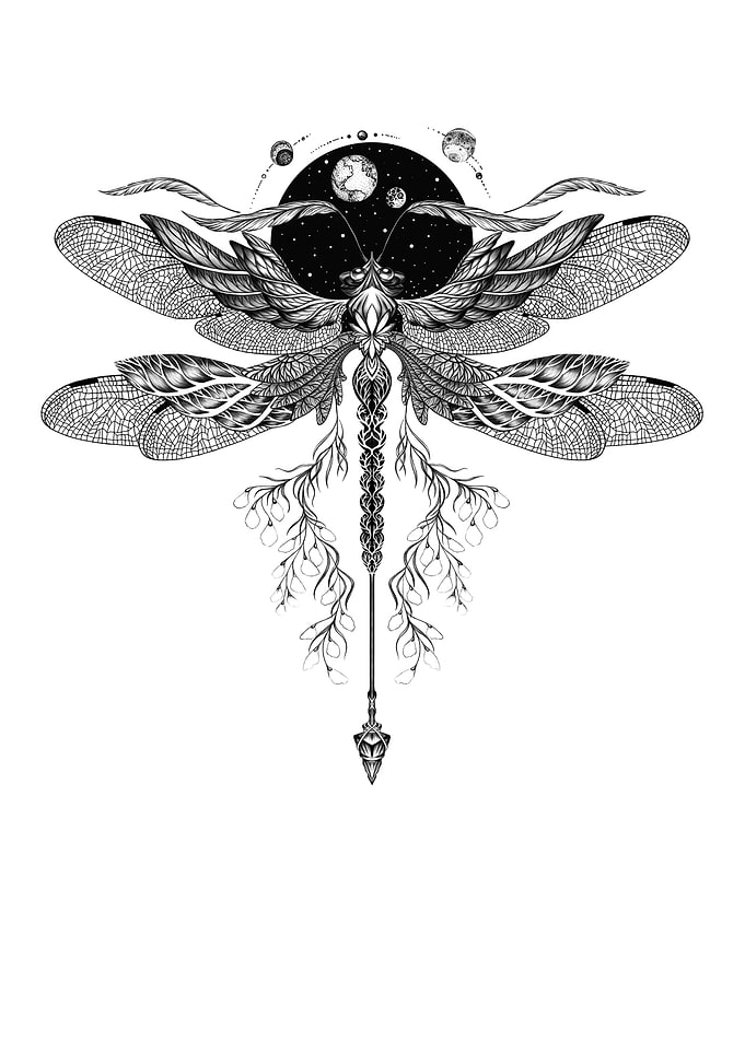 Dragonfly tattoo style art