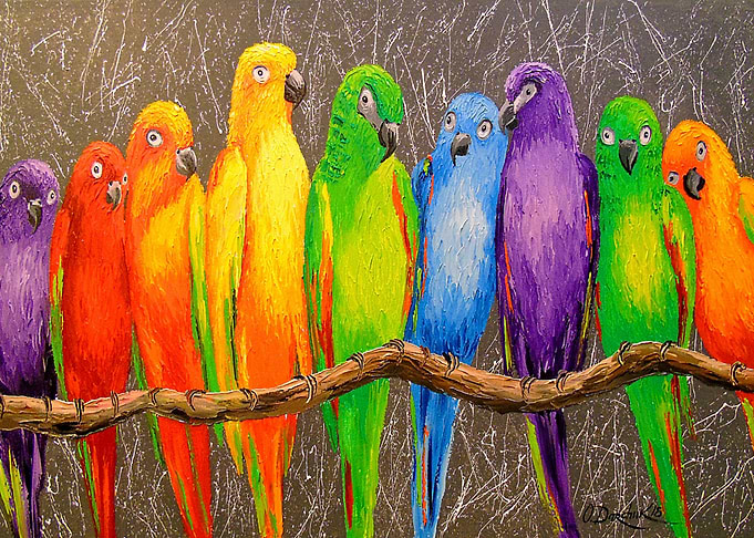 A flock of parrots