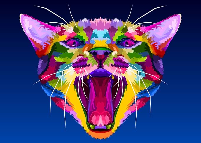 yawn cat on pop art