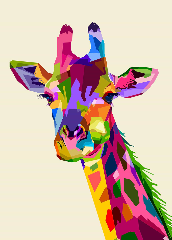 colorful giraffe head
