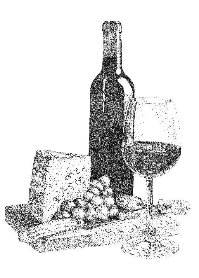Fine wine and fine cheese