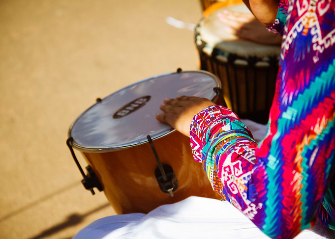 Playing drums