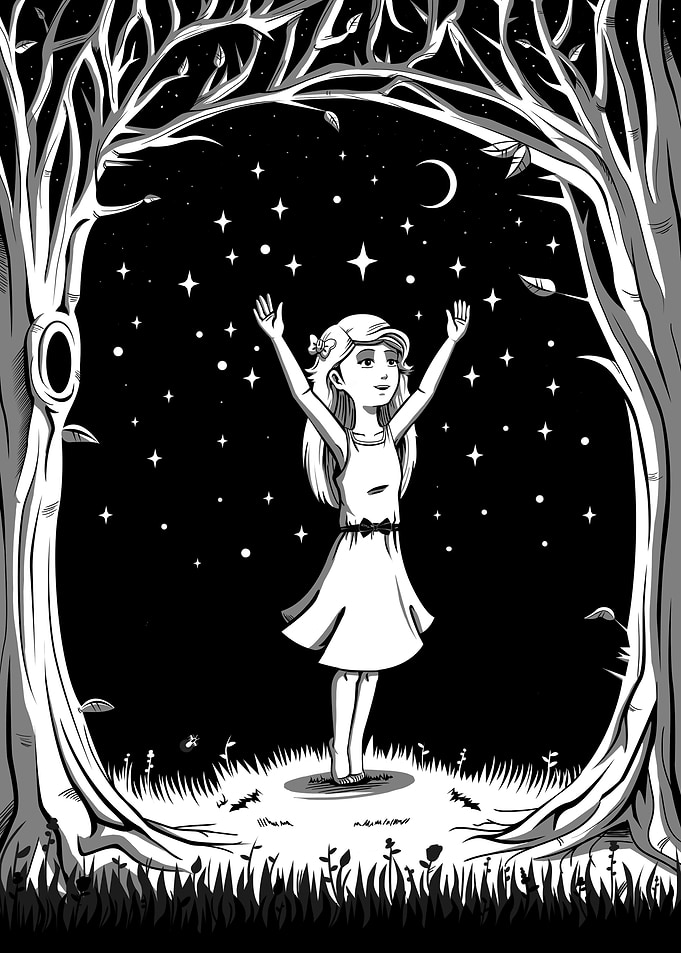 The girl among stars