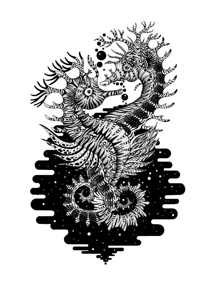 Cosmos Seahorses space art
