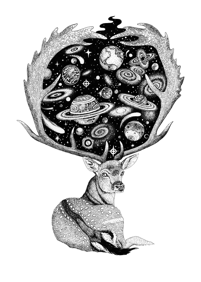 Space Deer Cosmos art