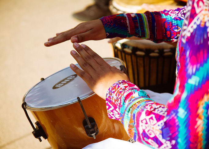 Playing drums