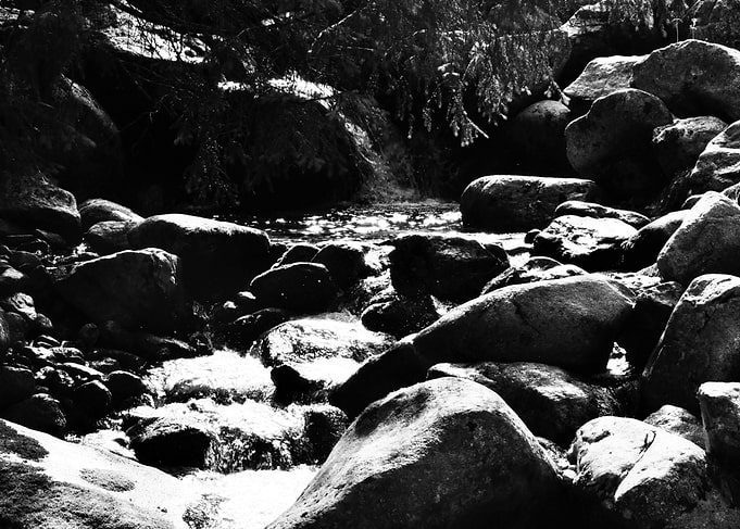 water and stones