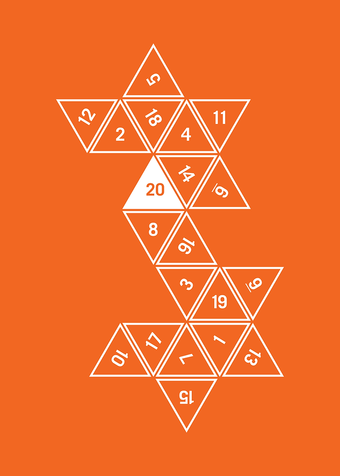 Orange Unrolled D20