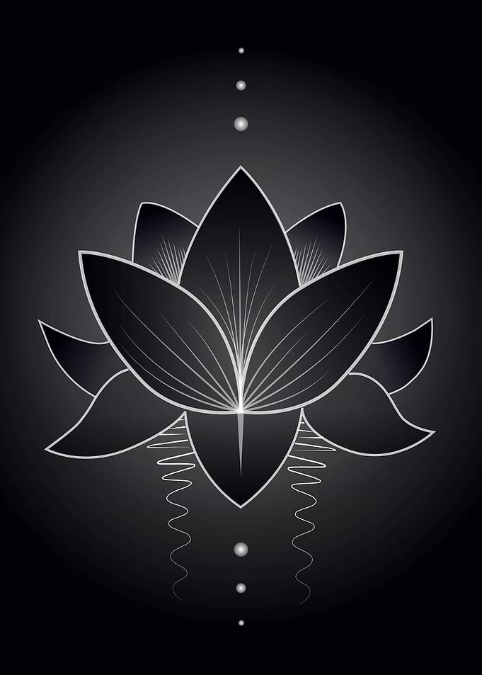 Black Yoga Lotus Flower