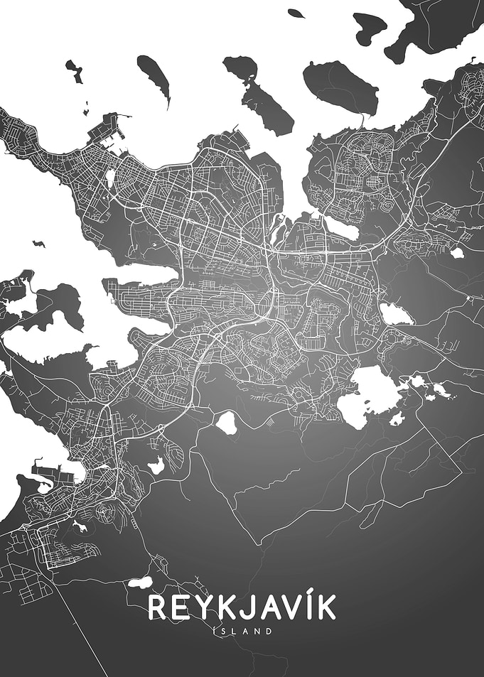 Reykjavik map BW