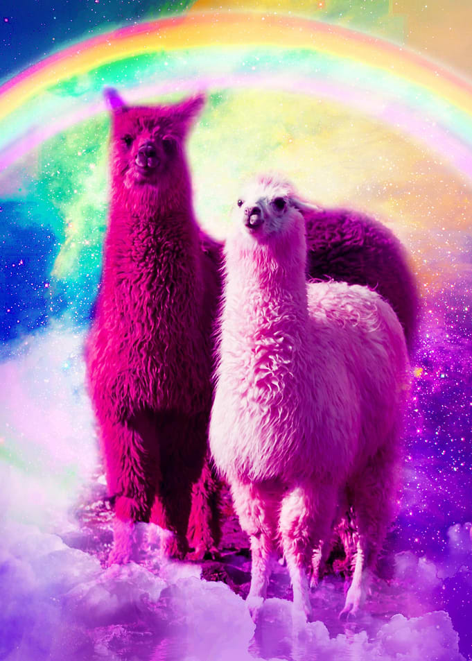 Rainbow Llama In Space