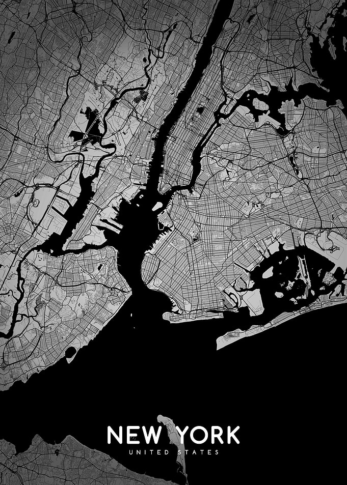 New York map BW