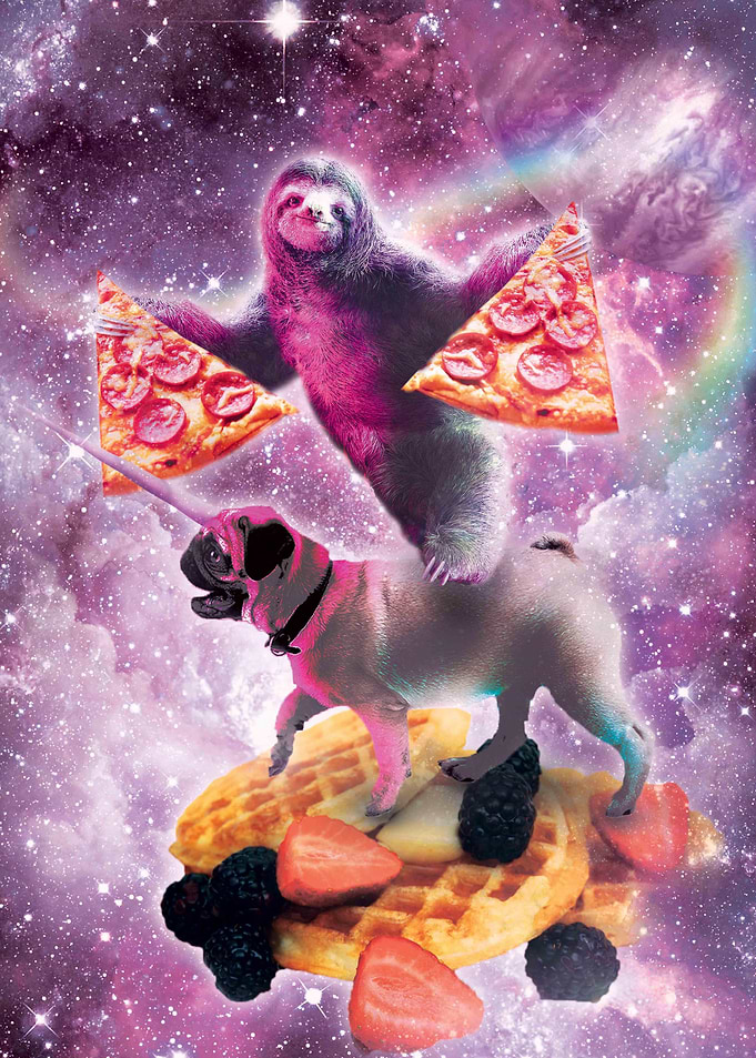 Space Pizza Sloth On Pug
