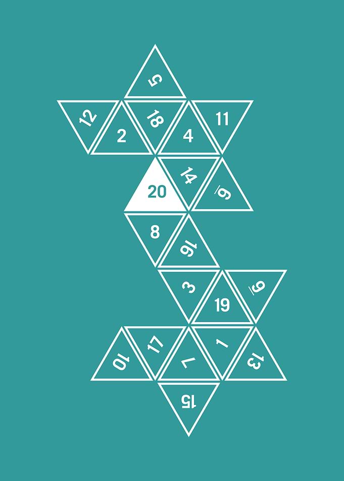 Teal Unrolled D20