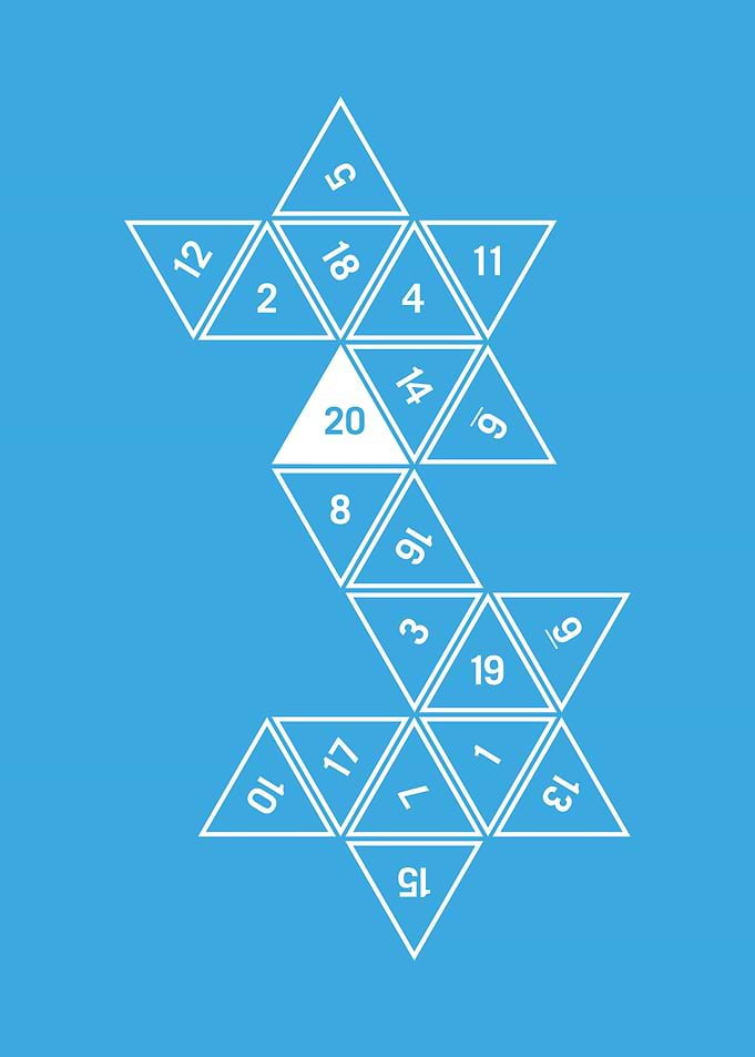 Blue Unrolled D20