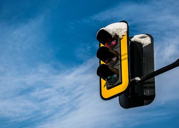 Winter Traffic Light Snow