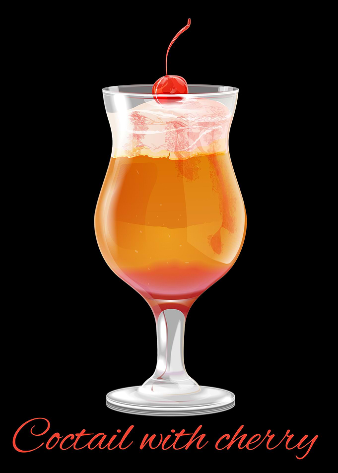 Coctail with cherry black
