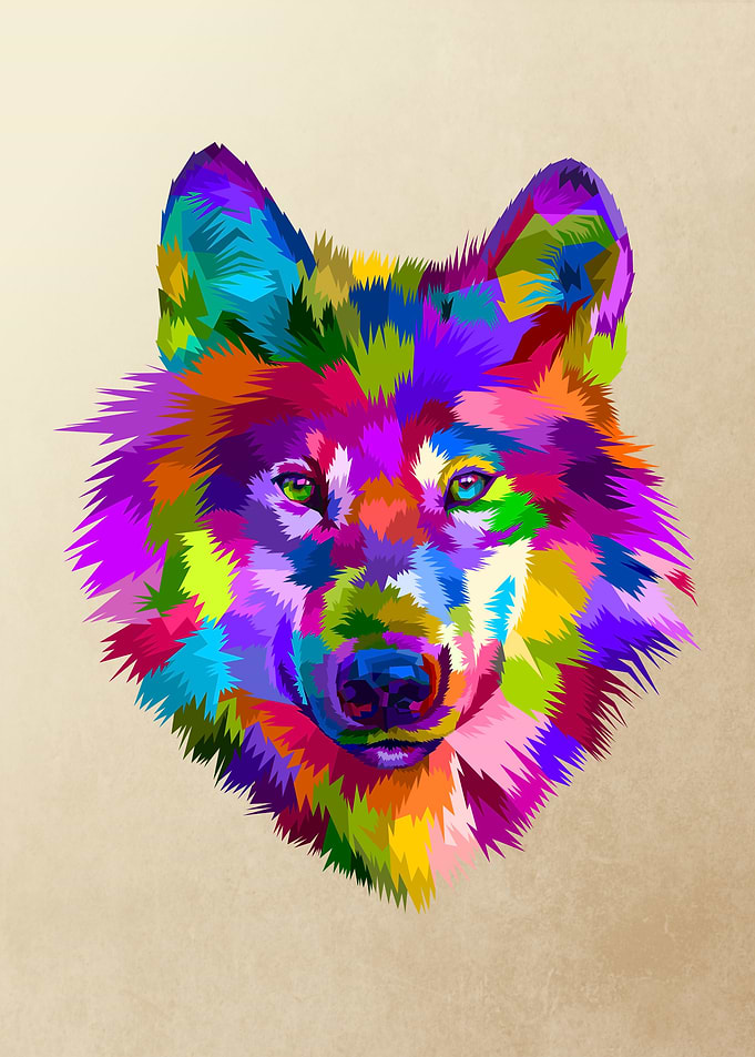 colorful wolf head icon