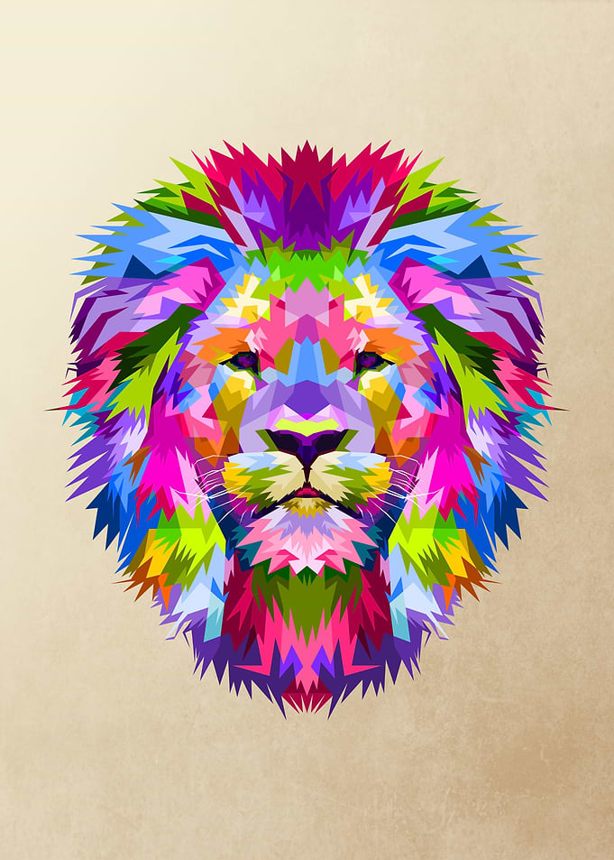 Colorful mascot head lion