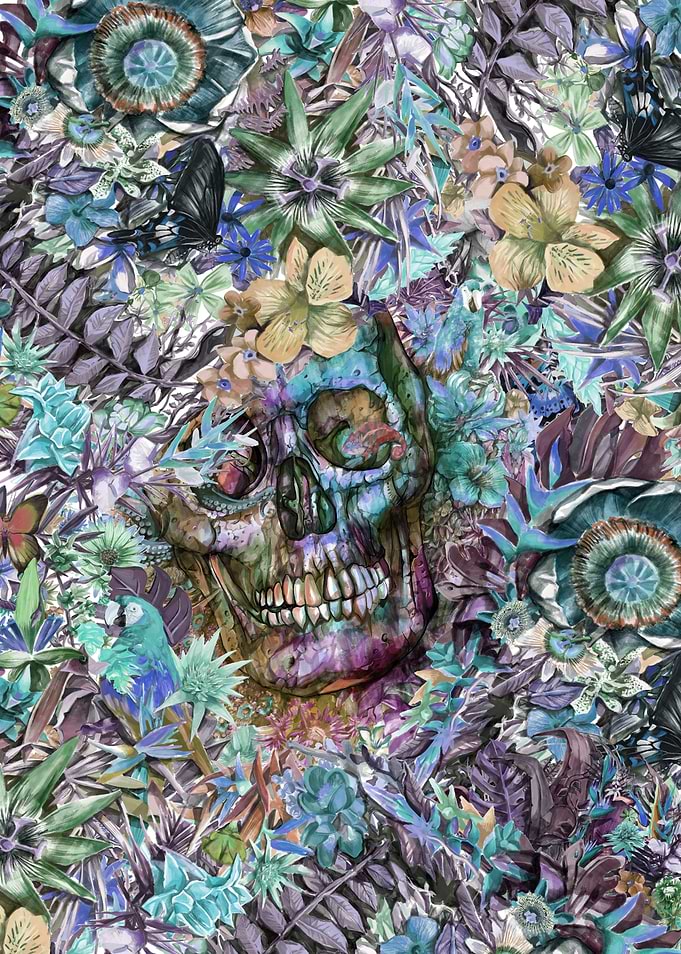 Tropical pattern skull