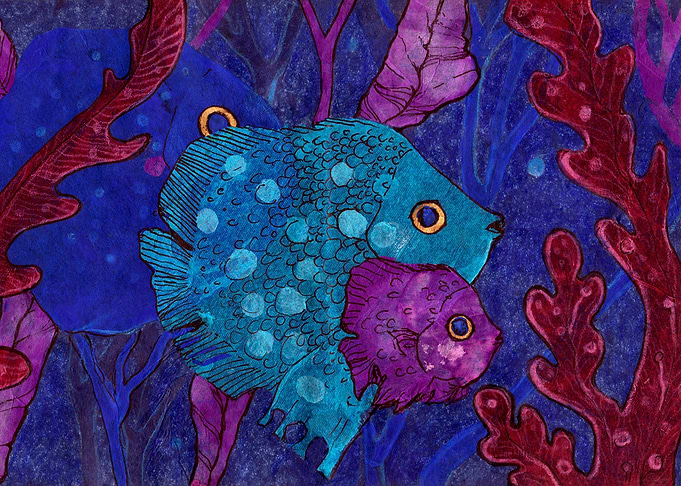 Fish Family in Algae