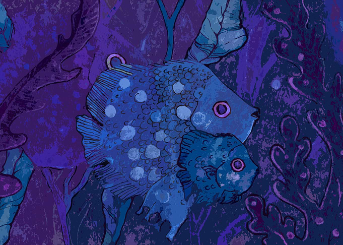 Fish Family Blue