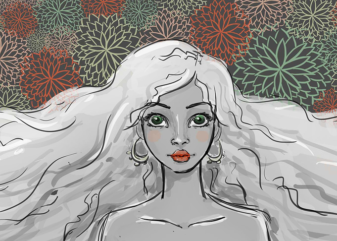 Girl and Flowers