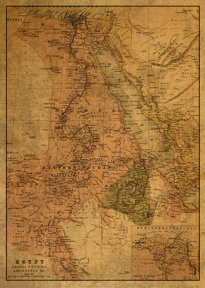 Old Egypt and Sudan Map