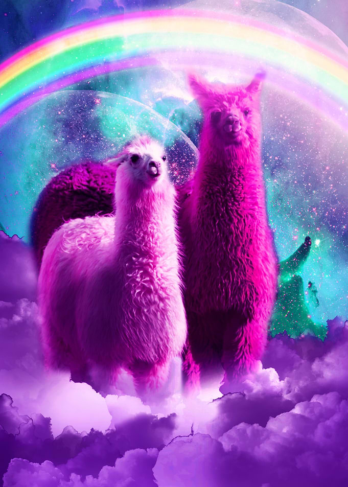 Rainbow Llama In Space