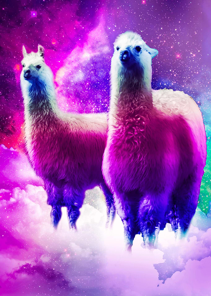Rainbow Llama In Space