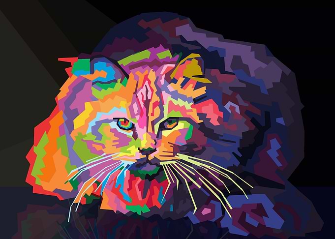 cat in wpap pop art