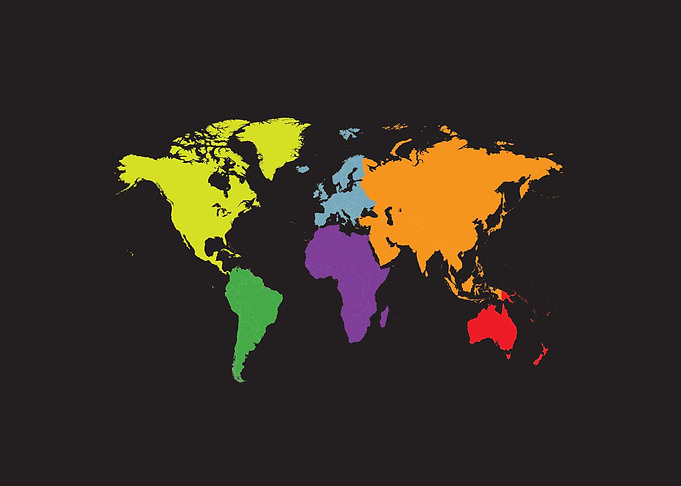 World map colorful borders