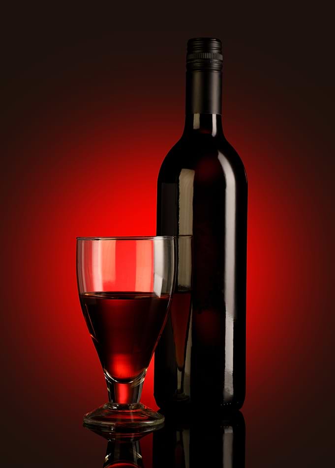 Red Wine Glass and Bottle