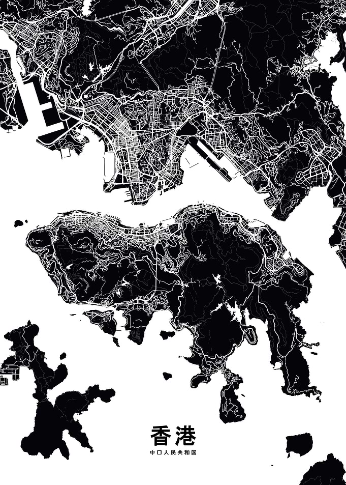 Hong Kong map black