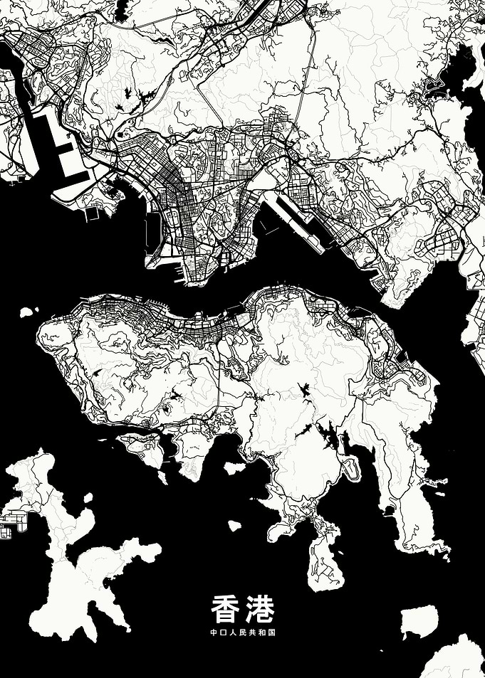 Hong Kong map white