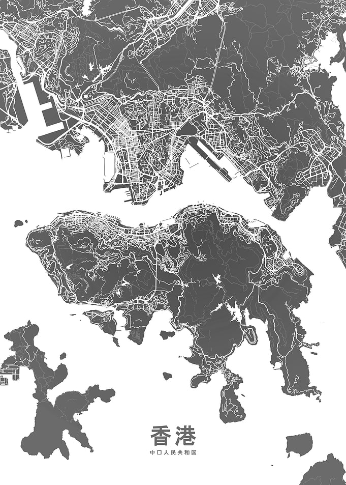 Hong Kong map BW