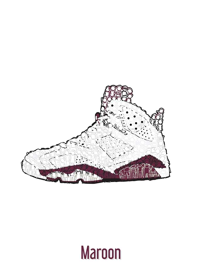 JORDAN 6 MAROON DOODLE