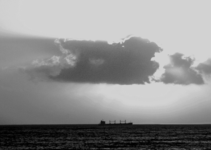 Evening clouds over sea