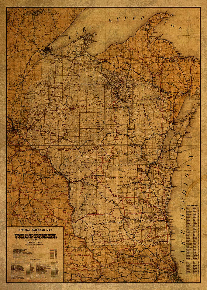Wisconsin Map 1900