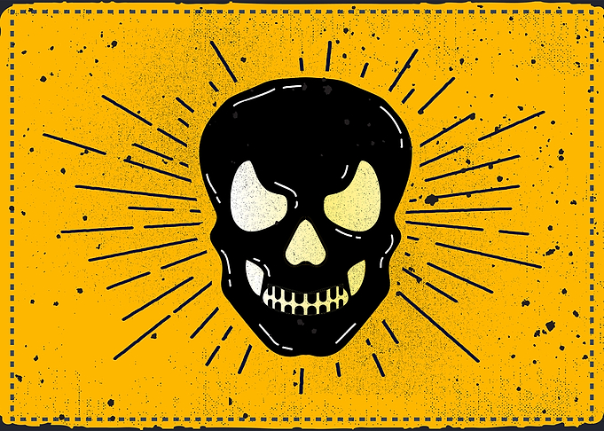Angry Skull Over Yellow