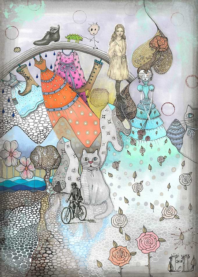 Illustration Two gray cat